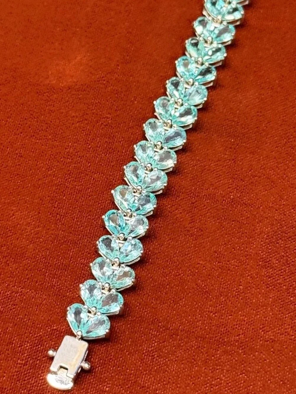 Sterling Silver 22.32 TCW Madagascar Paraiba Apatite Bracelet